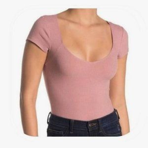 ELODIE Blush Sweetheart Ribbed Bodysuit